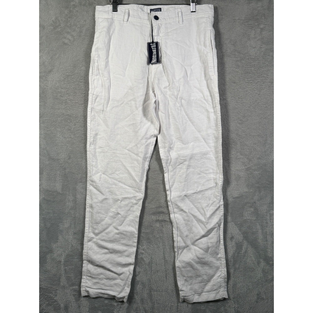 Vilebrequin Pants Mens M White Linen Panache Chino Morocco